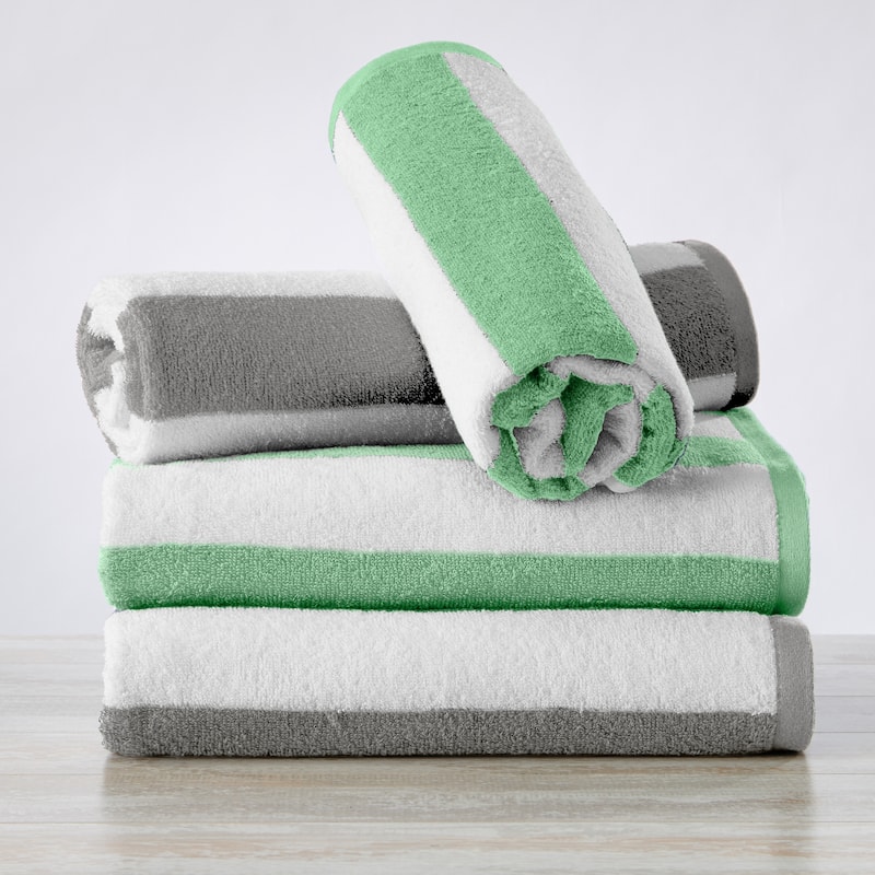Luxurious Cotton Cabana Stripe Beach Towel - 4 Pack - 30" x 60"