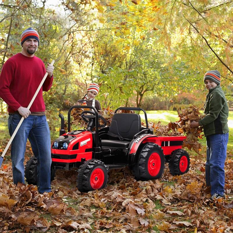 12V Kids Ride-On Tractor with Trailer, Remote Control