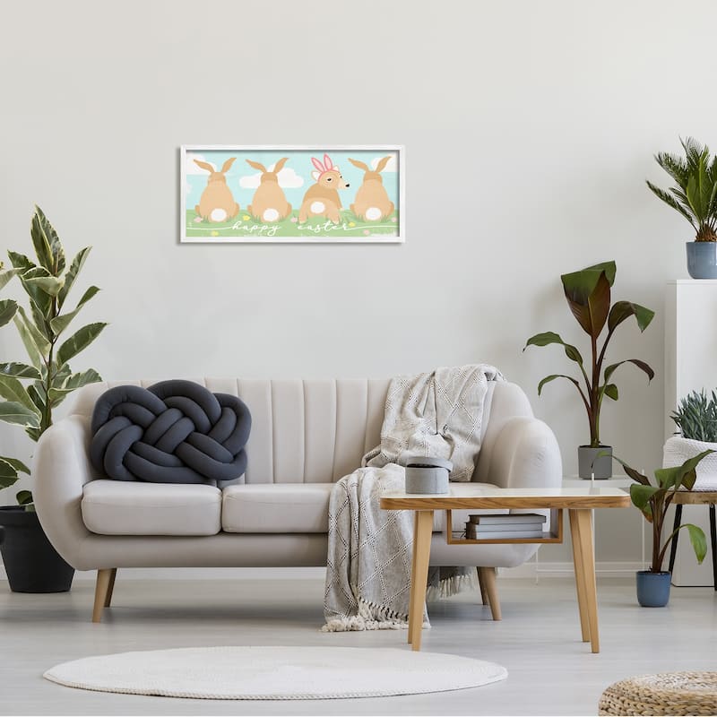 Stupell Happy Easter Sentiment Bunny Tails Funny Corgi Dog Framed Wall Art - Green