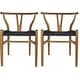 preview thumbnail 23 of 32, Farmhouse Dining Chairs Organic Round Arms Y-back Wood with Woven Black Seats For Kitchen Hotel Restaurants (Set of 2) Walnut