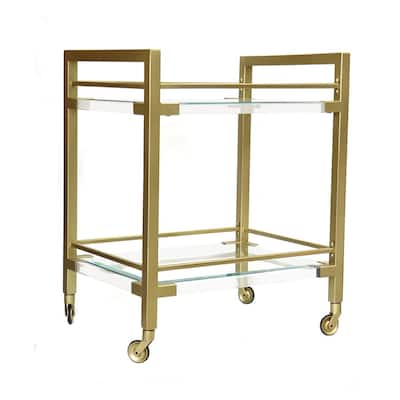 Pasargad Home Baylor Lucite & Stainless Steel Serving Table
