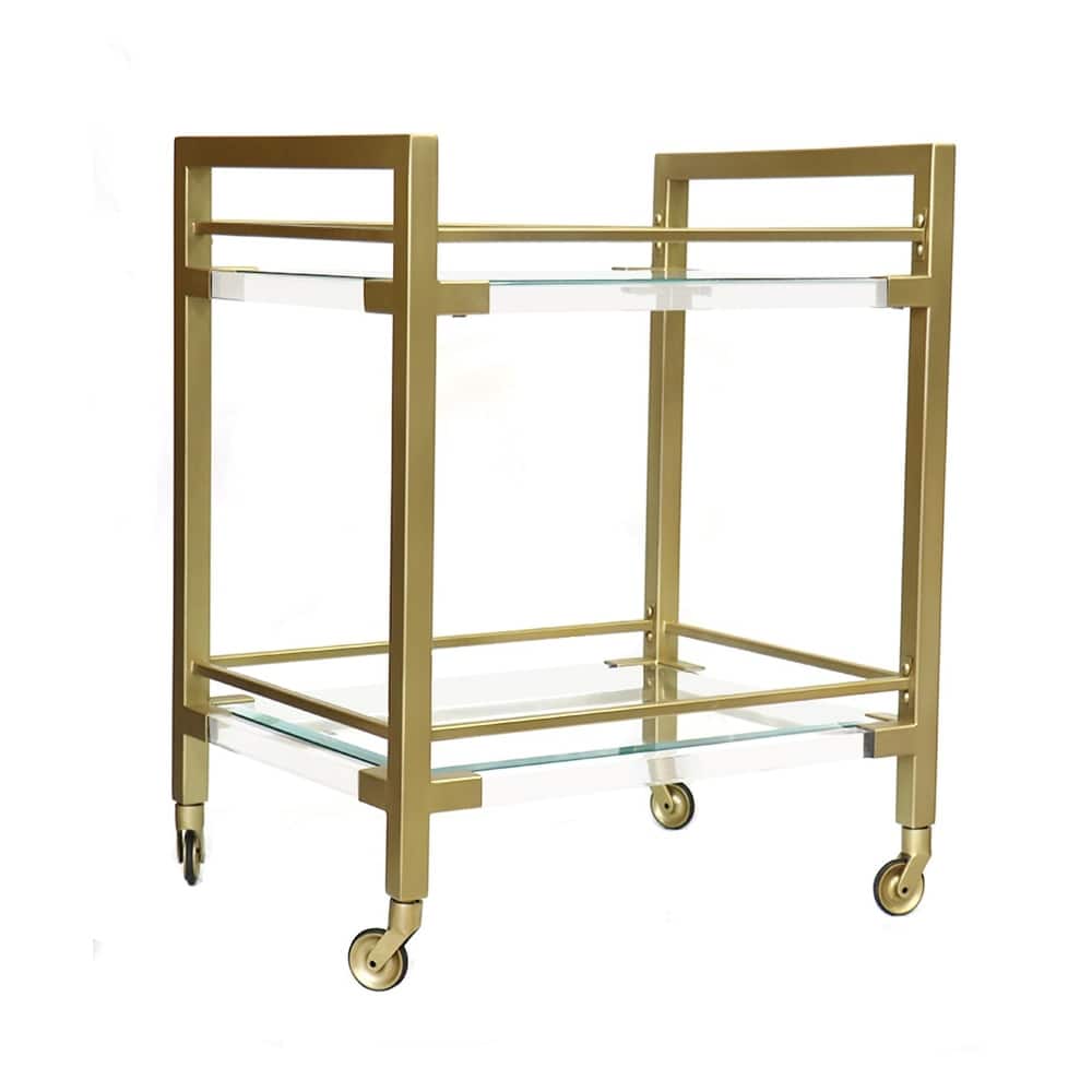 Pasargad Home Baylor Lucite & Stainless Steel Serving Table