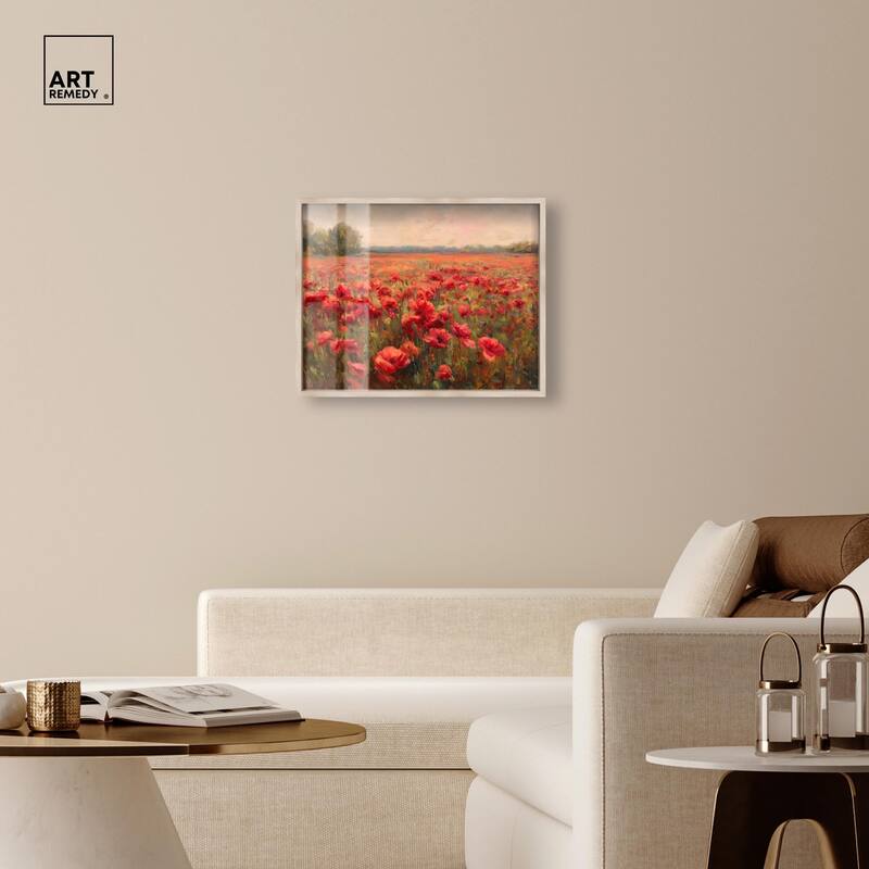 Sea of Red Poppies II Shadowbox by Art Remedy