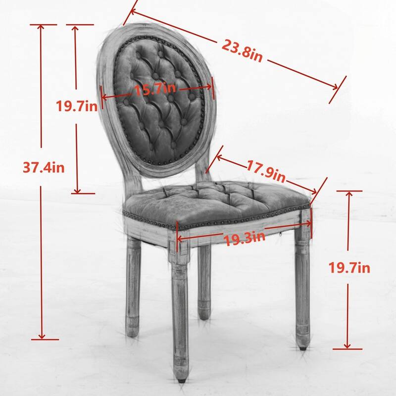 French Style Solid Wood Frame Antique Painting Linen Fabric Back Dining Chair