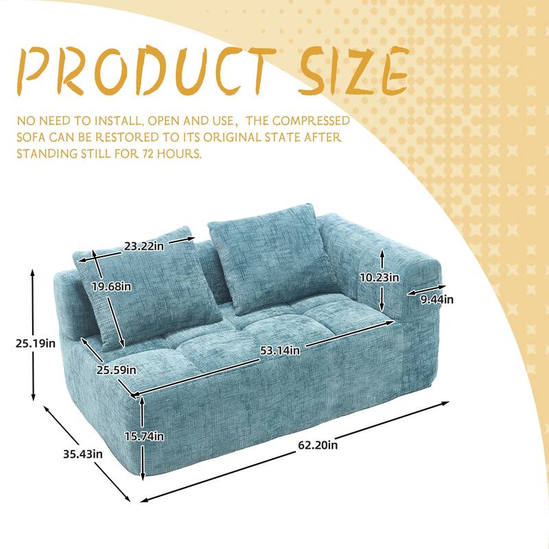 Chenille Loveseat Sofa, Minimalist Modular Sleeper for Living RoomS