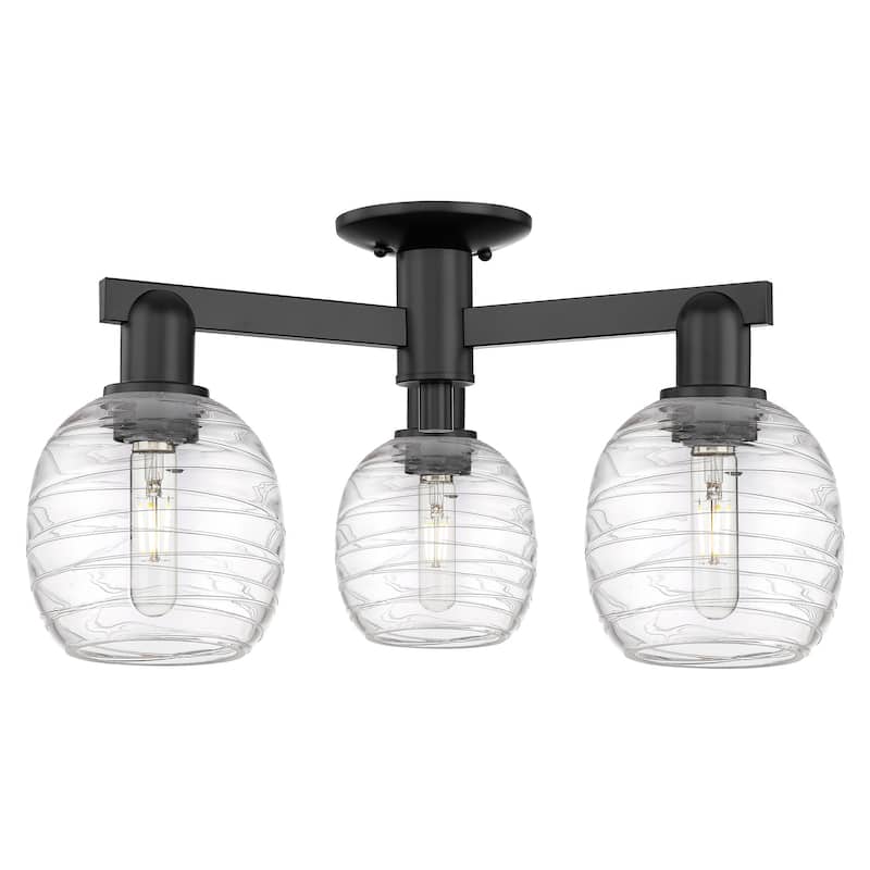 Innovations Lighting 716-3F-11-24 Belfast Semi-Flush Belfast 3 Light - Matte Black / Deco Swirl