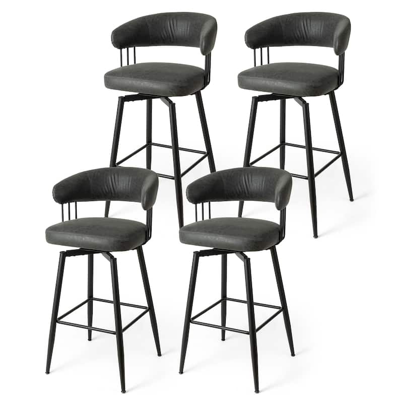 Glitzhome 26 or 31 Inches Modern Upholstered Swivel Counter Height Bar Stools - 4PK 31.5" Black - Bar Height