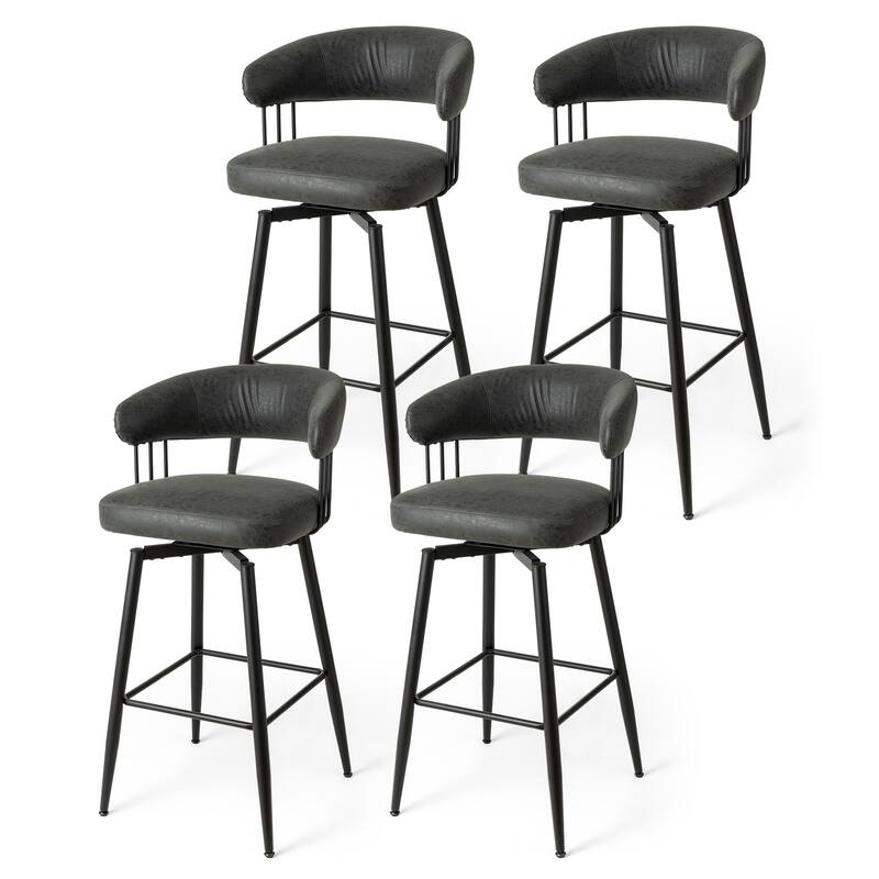 Glitzhome Set of 2 or 4 Modern Fabric Swivel Counter or High Bar Stool with Tapered Metal Legs