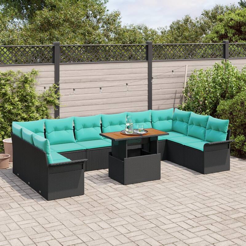 vidaXL 11 Piece Garden Sofa Set with Cushions - 95.5×92.1×27.2