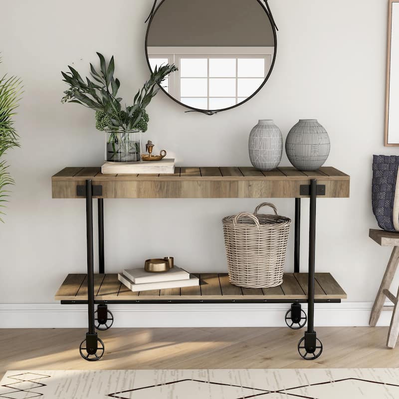 Hyssop Farmhouse 47-inch Metal 1-Shelf Console Table by Furniture of America