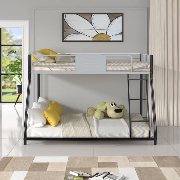slide 2 of 13, Twin over Full Metal Bunk Bed With CPC Certified, Black