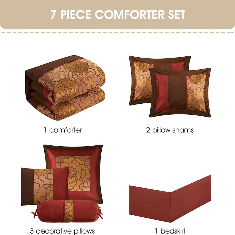 Nanshing Hermonie Floral 7-Piece Bedding Comforter Set