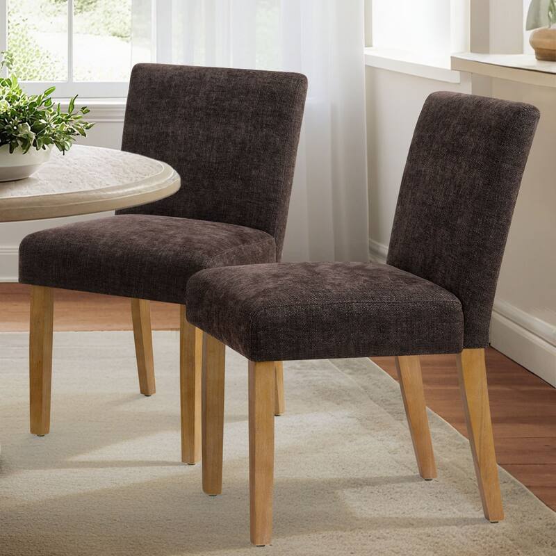 Linen Upholstered Solid Wood Dining Chair (Set of 2) - Mink