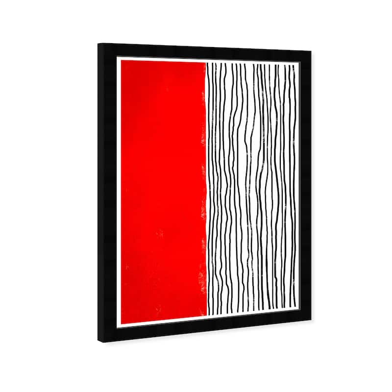 Wynwood Studio 'Red Lines' Abstract Wall Art Framed Print Shapes - Red, White