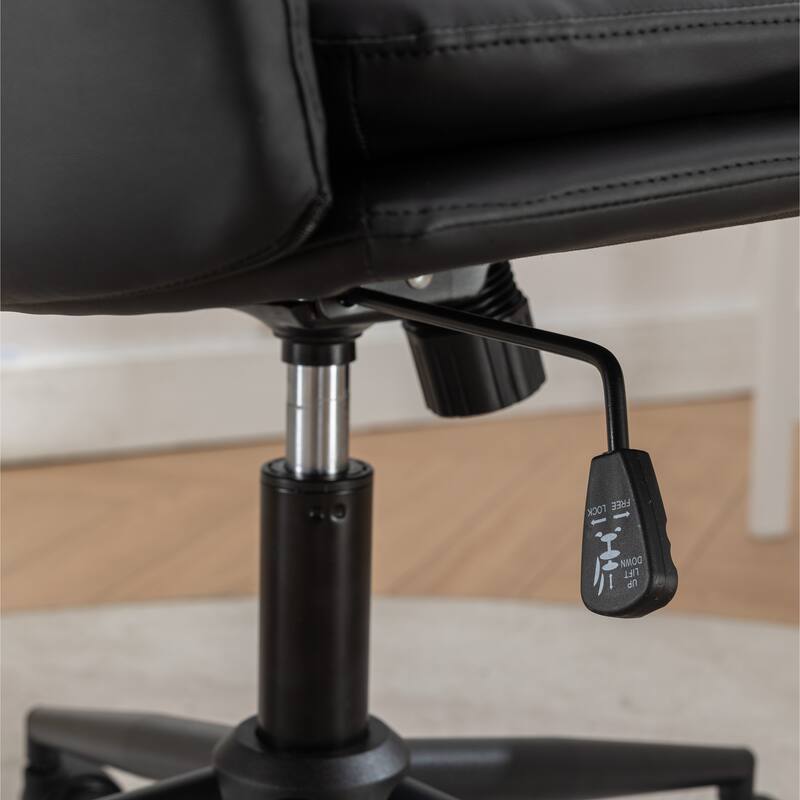 Exquisite Office Chair Visitor Chair with Casters, Black Upholstered Computer Chair Makeup Chair for Office Bedroom