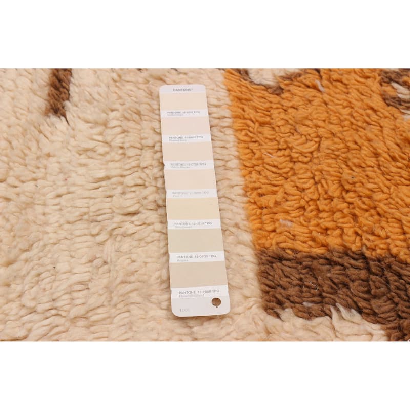 ECARPETGALLERY Hand-knotted Azilal Cream, Orange Wool Rug - 4'3 x 8'0