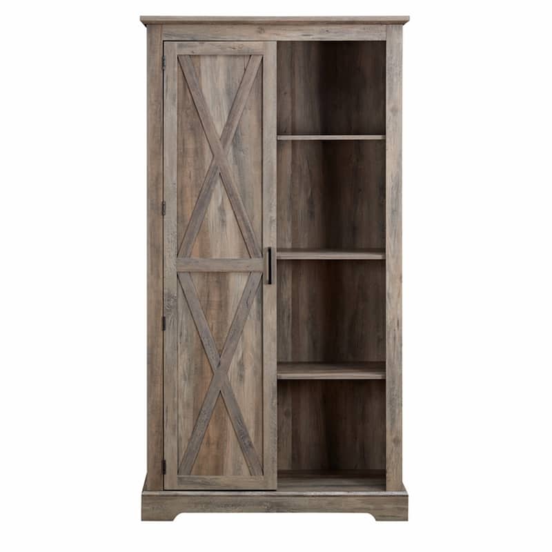 Barn Door Wood Tall Storage Cabinet