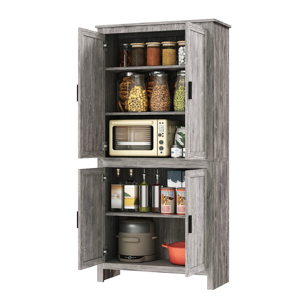 Particleboard Kitchen Storage Cabinet with Adjustable Shelves - 31.25" L x 13" W x 64" H