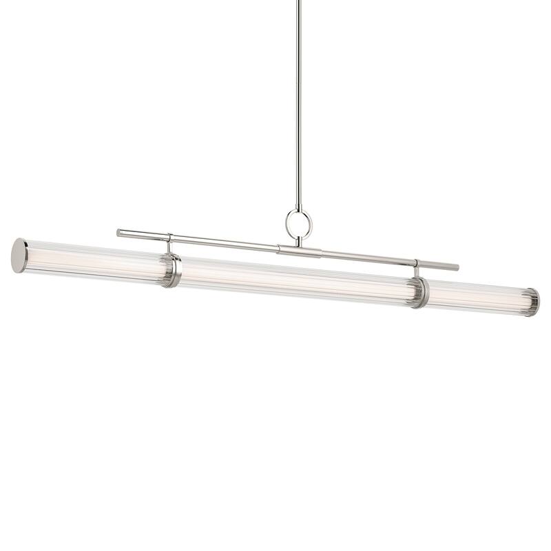 Riven 60.25 Inch LED 1 Light Linear Chandelier with Clear Fluted Glass in Polished Nickel
