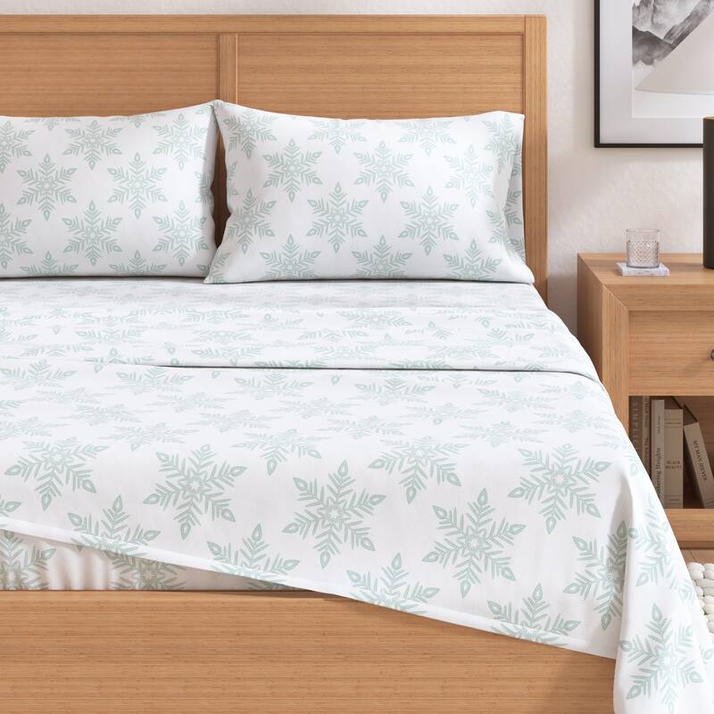 Linery & Co. Turkish Cotton Double-Brushed Printed Flannel Bed Sheet Set