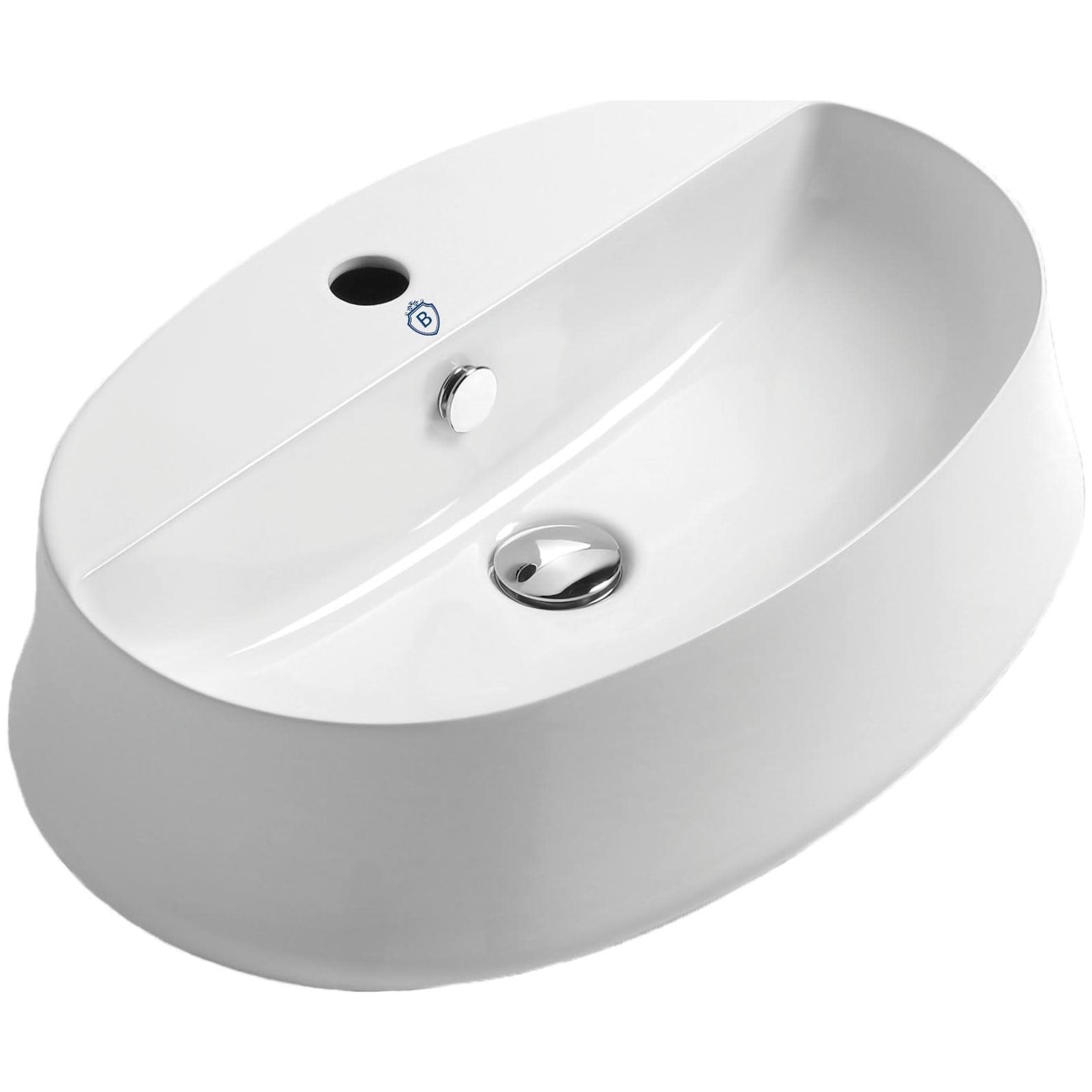 Whitehaus Britannia Oval Above Mount Basin with Single Faucet Hole