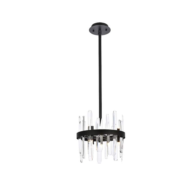 Indigo Home 12 inch crystal round pendant - Black