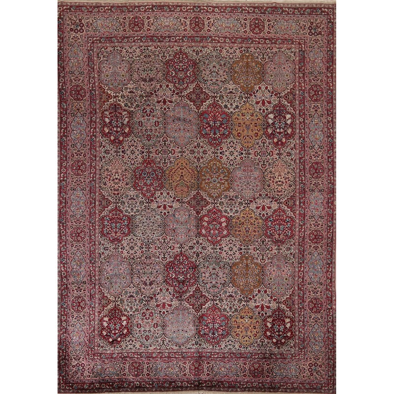 Vegetable Dye Agra Indian Antique Area Rug Hand-Knotted Wool Carpet - 9'1" x 12'2"