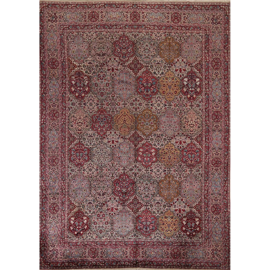 Vegetable Dye Agra Indian Antique Area Rug Hand-Knotted Wool Carpet - 9'1" x 12'2"