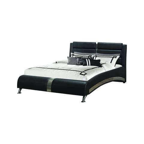 Leatherette Upholstered Platform Bed, Black