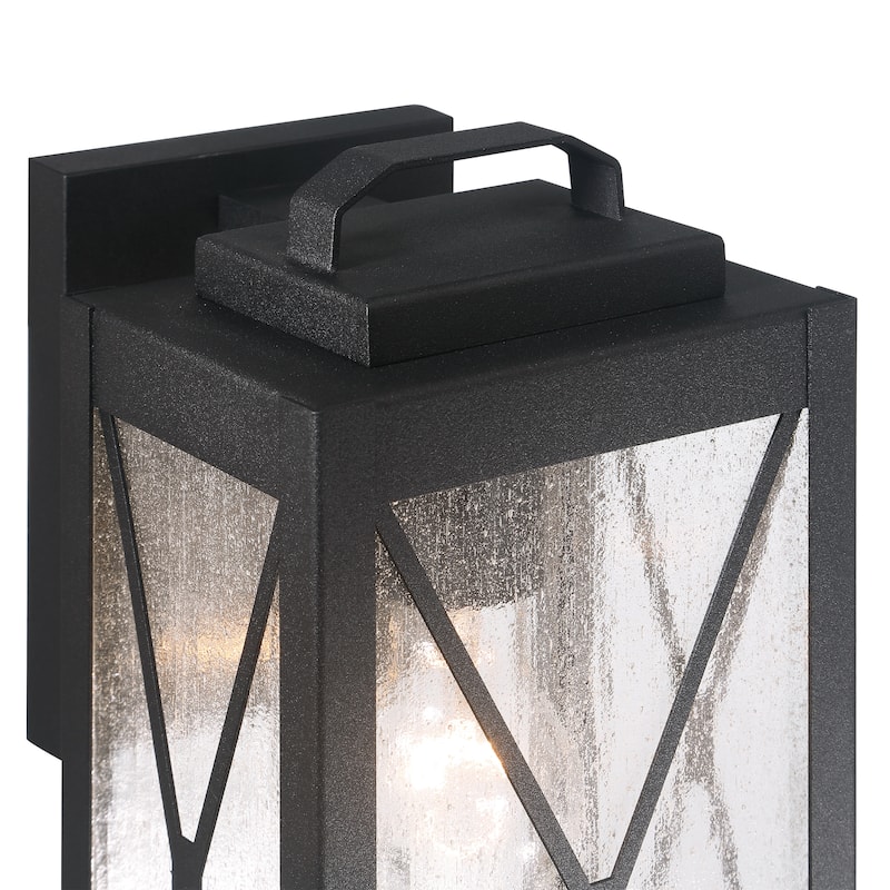 Charleston Metal and Glass Wall Mounted Outdoor Light - 6.4"L x 6.0"W x 12.0"H