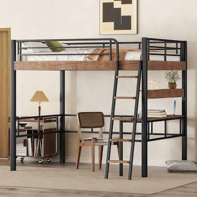 Metal Loft Bed with Desk