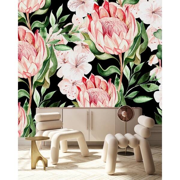 Dark Wallpaper with Protea Peel and Stick and Prepasted - Bed Bath ...