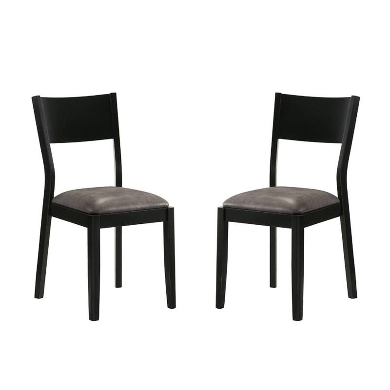 Set of 2 Padded Leatherette Dining Chairs - Gray