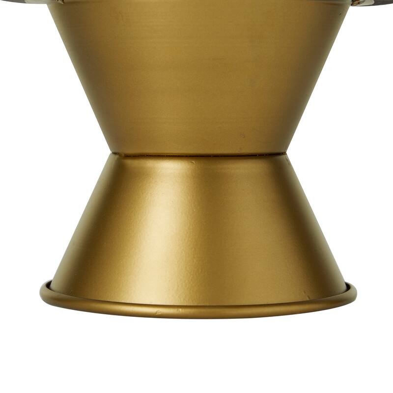 CosmoLiving by Cosmopolitan White or Gray Ceramic Cake Stand with Gold Base