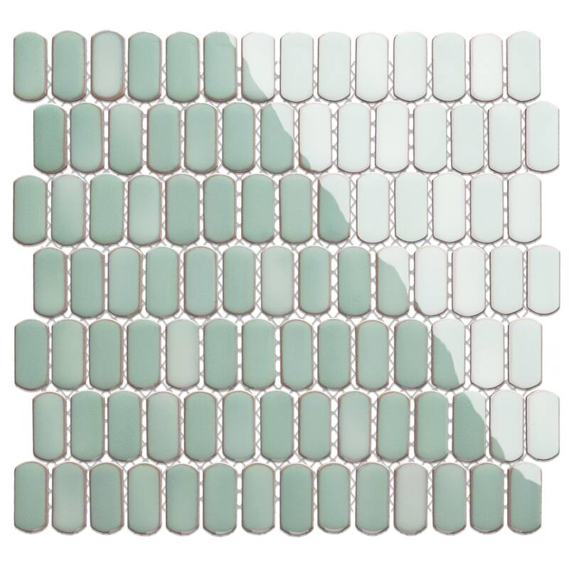 Merola Tile Hudson Capsule Mint Green 12-1/4" x 13-1/8" Porcelain Mosaic Floor and Wall Tile