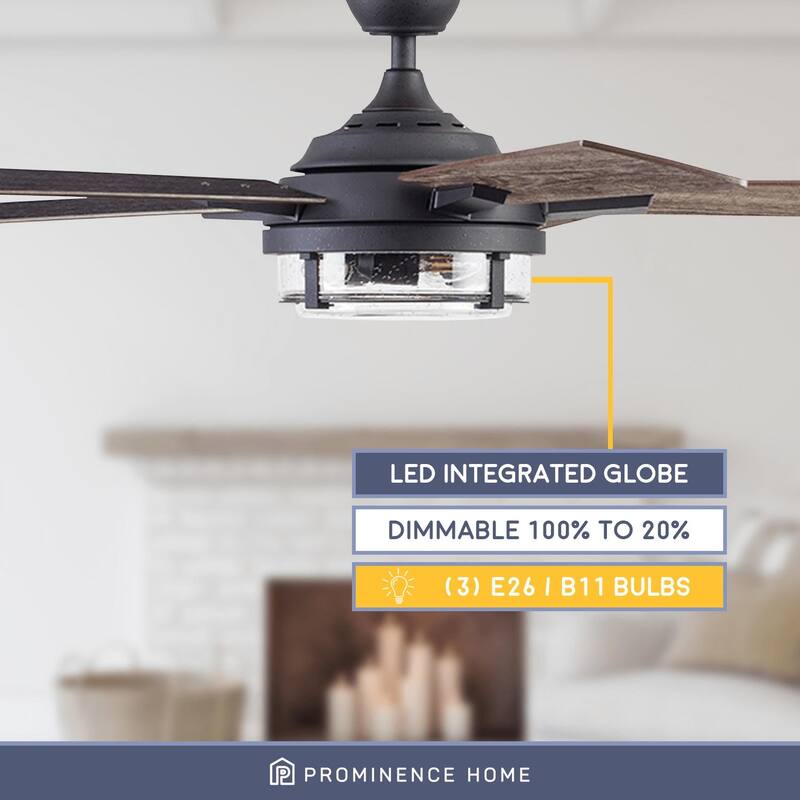 52" Prominence Home Freyr Indoor/Outdoor Craftsman Ceiling Fan with Remote, Textured Black - 52