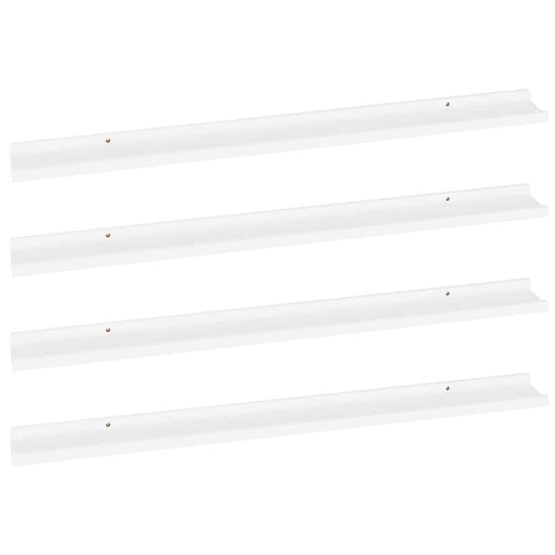 Yuli Modern Wall Shelf Set of 4, Raised Ledge Design, White MDF 39 Inch