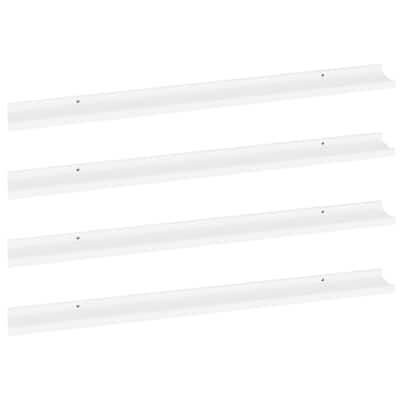 Yuli Modern Wall Shelf Set of 4, Raised Ledge Design, White MDF 39 Inch