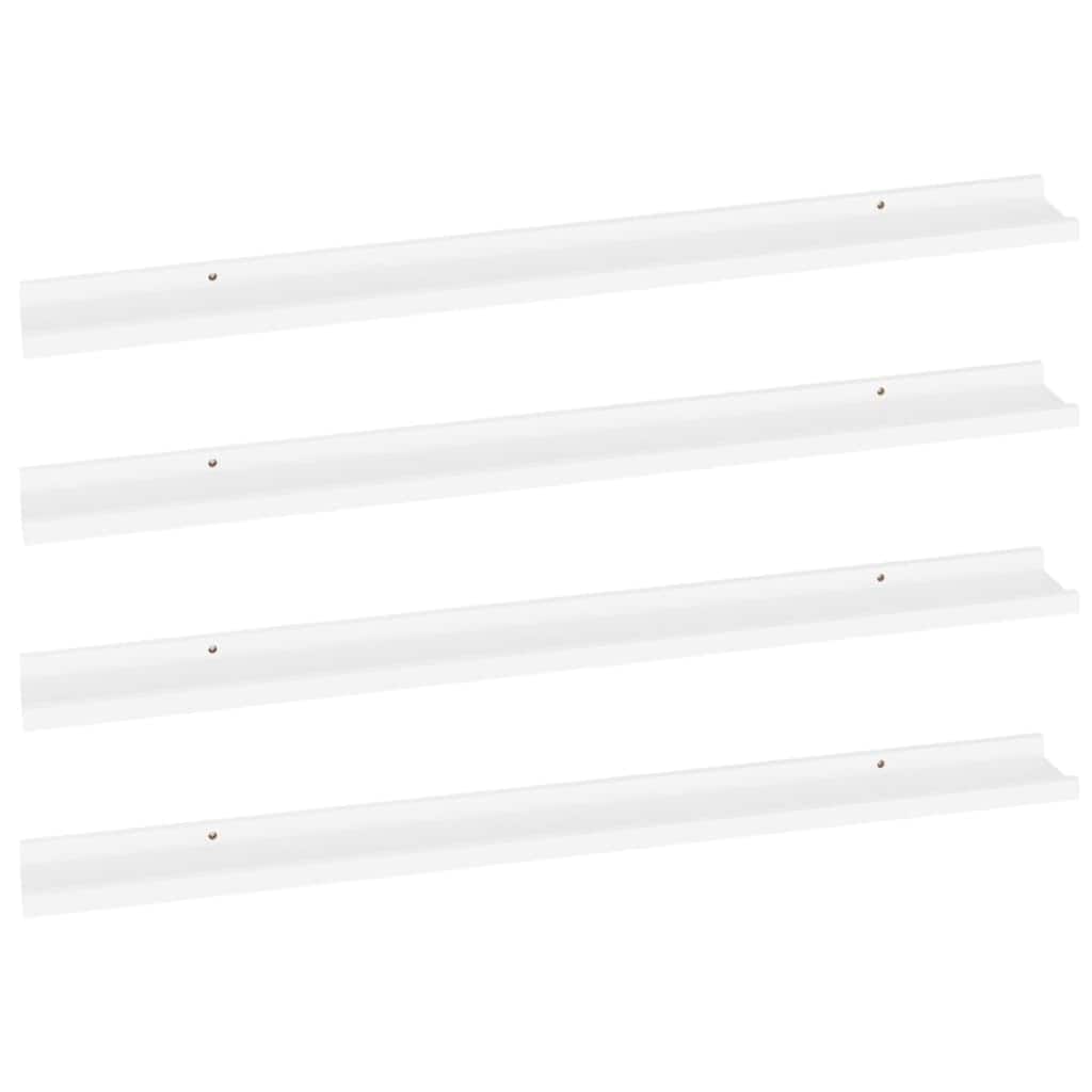 Yuli Modern Wall Shelf Set of 4, Raised Ledge Design, White MDF 39 Inch