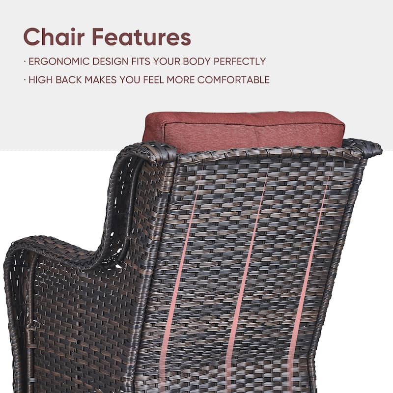 Fire Pit Table with Outdoor Patio Chairs Brown-Grey - Brown