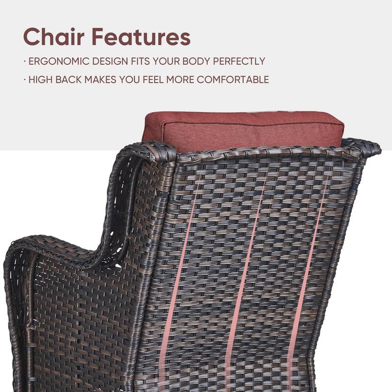 Outdoor Fire Pit Table with 2 Patio Chairs Brown-Red - Brown