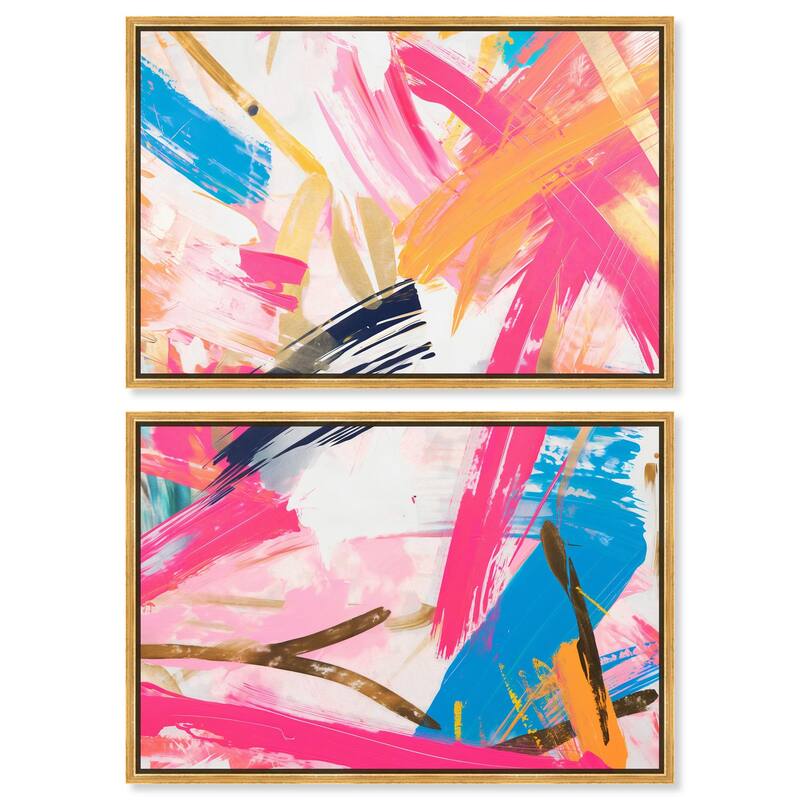Language Spontaneity II Canvas Set of 2 by Art Remedy - 15" x 10" - Gold