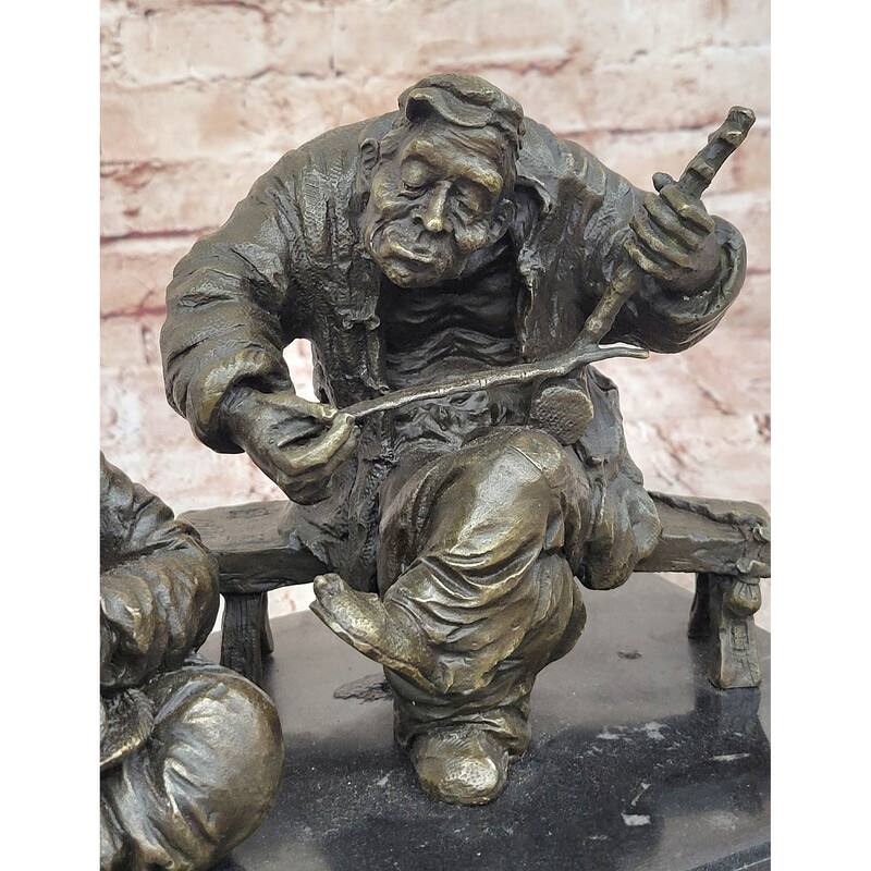 Bronze Chinese Musician And Shoemaker Statue – Cultural Folk Art Sculpture