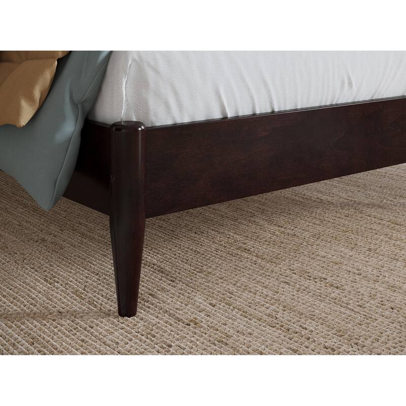 Solid Wood Low Profile Platform Bed - Twin Size Bed Frame, Espresso Finish