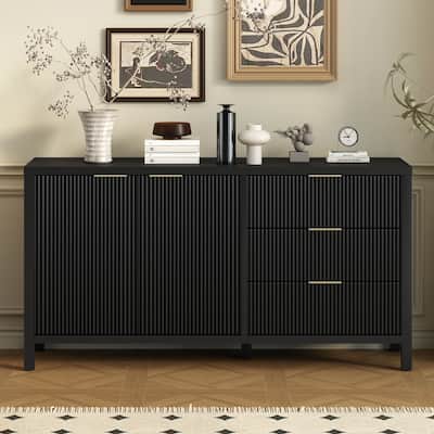 Minimalist Wave-Pattern Sideboard with Functional Storage,Suitable for Entryway, Hallway, Living Room, Foyer