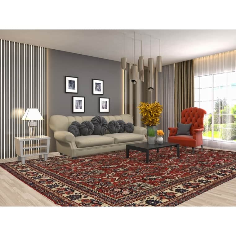 All-Over Bakhtiari Vintage Persian Area Rug Hand-Knotted Wool Carpet - 8'9" x 12'11"