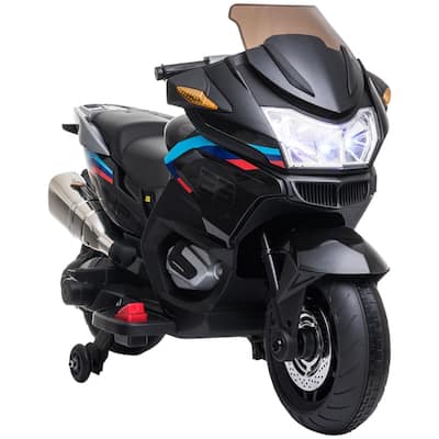 12V Kids Electric Motorcycle with Headlights and Removable Training Wheels USB Adjustable Volume - 46.75" L x 15.5" W x 26" H