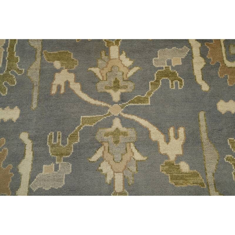 All-Over Gray Floral Oushak Indian Area Rug 9x12 - 12' 1'' X 8' 8''