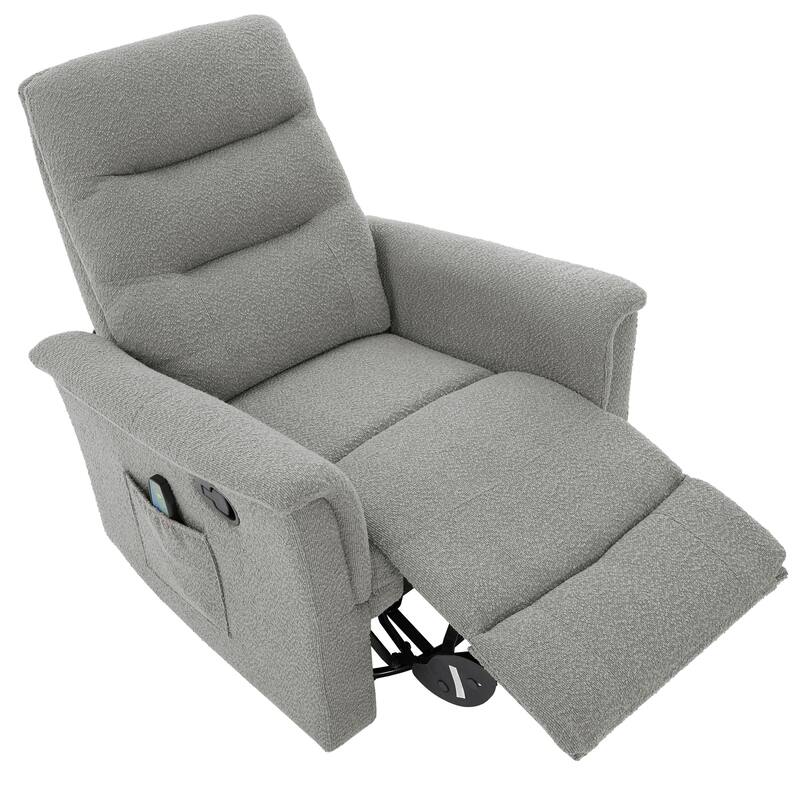 Roomfitters Manual Massage Swivel Rocker Recliner Chair with Heat and Side Pocket, PU Leather