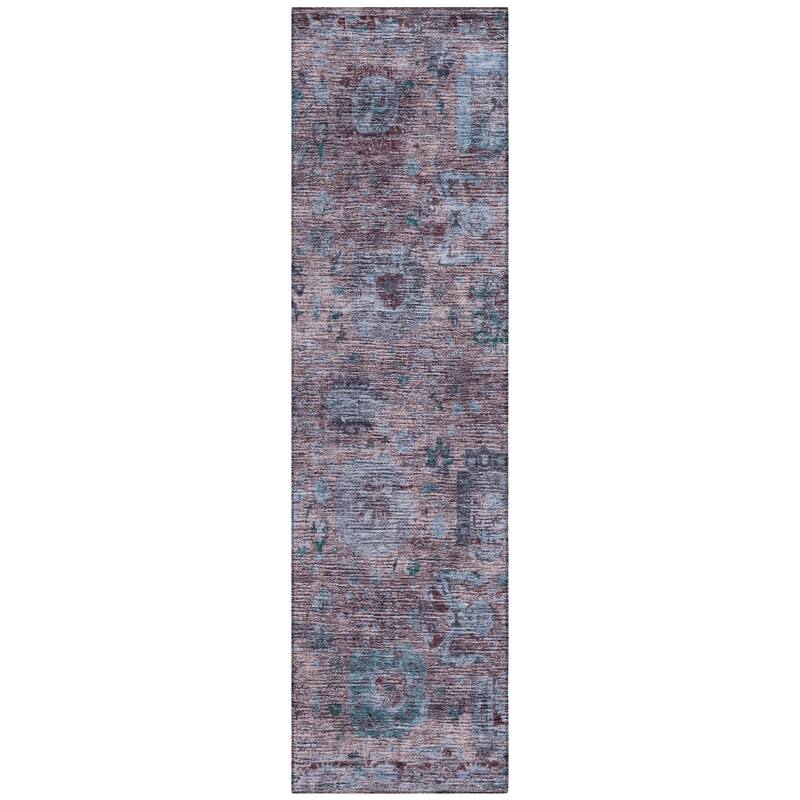 Machine Washable Indoor/ Outdoor Vintage Traditional Chantille Rug